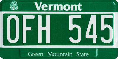 VT license plate OFH545