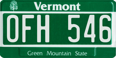 VT license plate OFH546