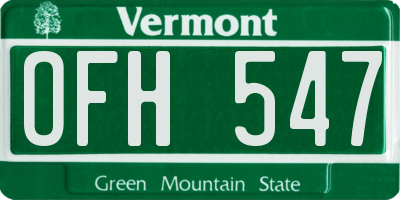 VT license plate OFH547
