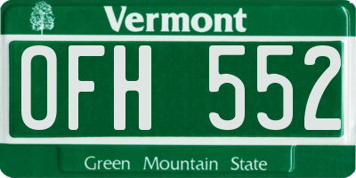 VT license plate OFH552