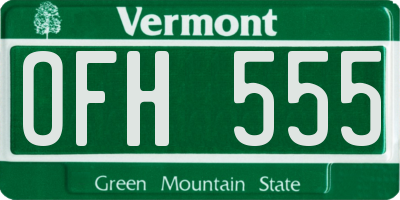 VT license plate OFH555