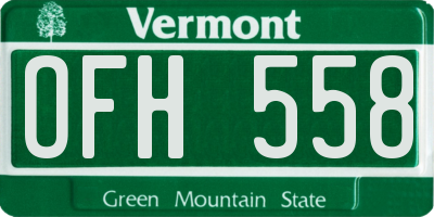 VT license plate OFH558
