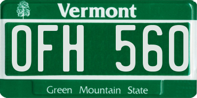 VT license plate OFH560