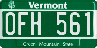VT license plate OFH561