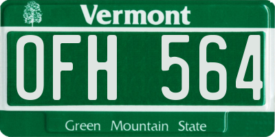 VT license plate OFH564