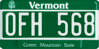 VT license plate OFH568