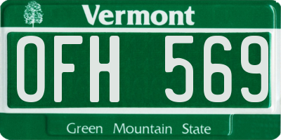 VT license plate OFH569