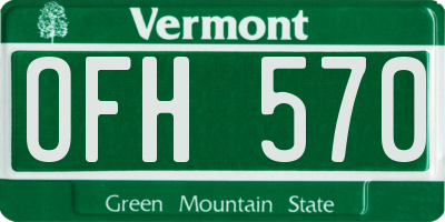 VT license plate OFH570