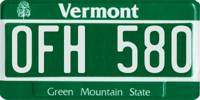 VT license plate OFH580