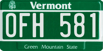 VT license plate OFH581