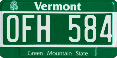 VT license plate OFH584