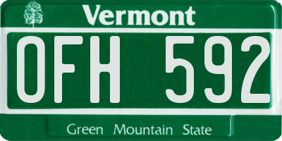 VT license plate OFH592