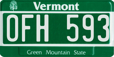 VT license plate OFH593