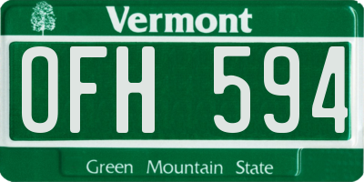 VT license plate OFH594