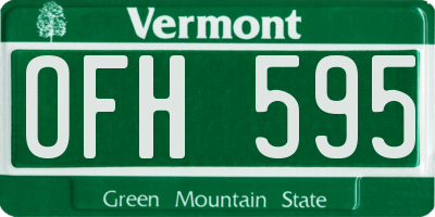 VT license plate OFH595