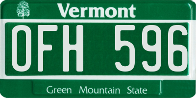 VT license plate OFH596