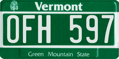 VT license plate OFH597