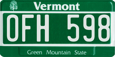 VT license plate OFH598