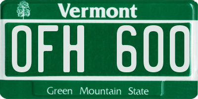 VT license plate OFH600