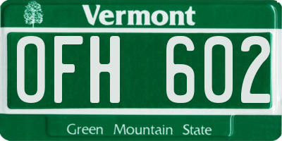 VT license plate OFH602