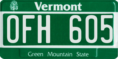 VT license plate OFH605