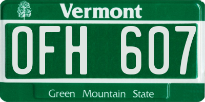 VT license plate OFH607