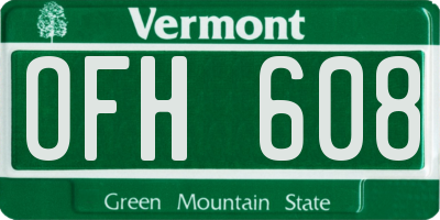 VT license plate OFH608