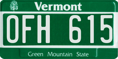VT license plate OFH615