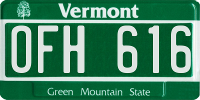 VT license plate OFH616