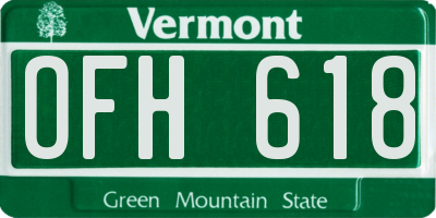 VT license plate OFH618