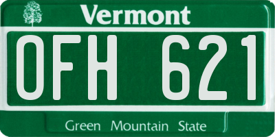VT license plate OFH621