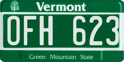 VT license plate OFH623