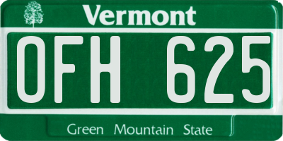VT license plate OFH625