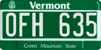 VT license plate OFH635