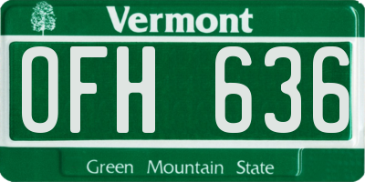 VT license plate OFH636
