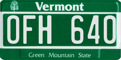 VT license plate OFH640