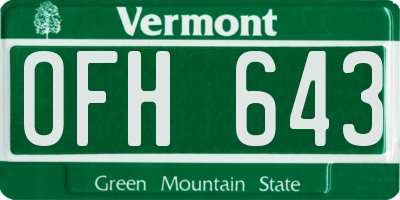 VT license plate OFH643