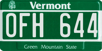 VT license plate OFH644