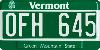 VT license plate OFH645