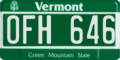 VT license plate OFH646