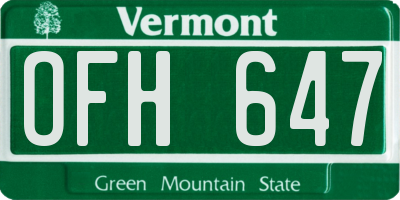 VT license plate OFH647