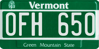 VT license plate OFH650
