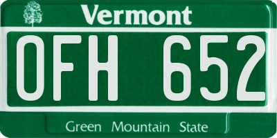 VT license plate OFH652