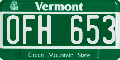 VT license plate OFH653