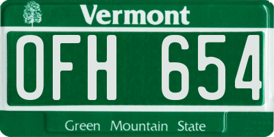 VT license plate OFH654