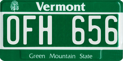 VT license plate OFH656