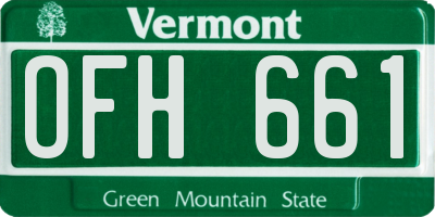 VT license plate OFH661