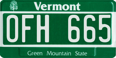 VT license plate OFH665