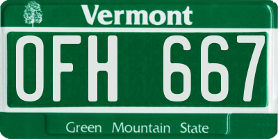 VT license plate OFH667