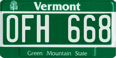 VT license plate OFH668